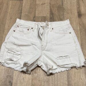 American Eagle Outfitters White Frayed Jean Shorts